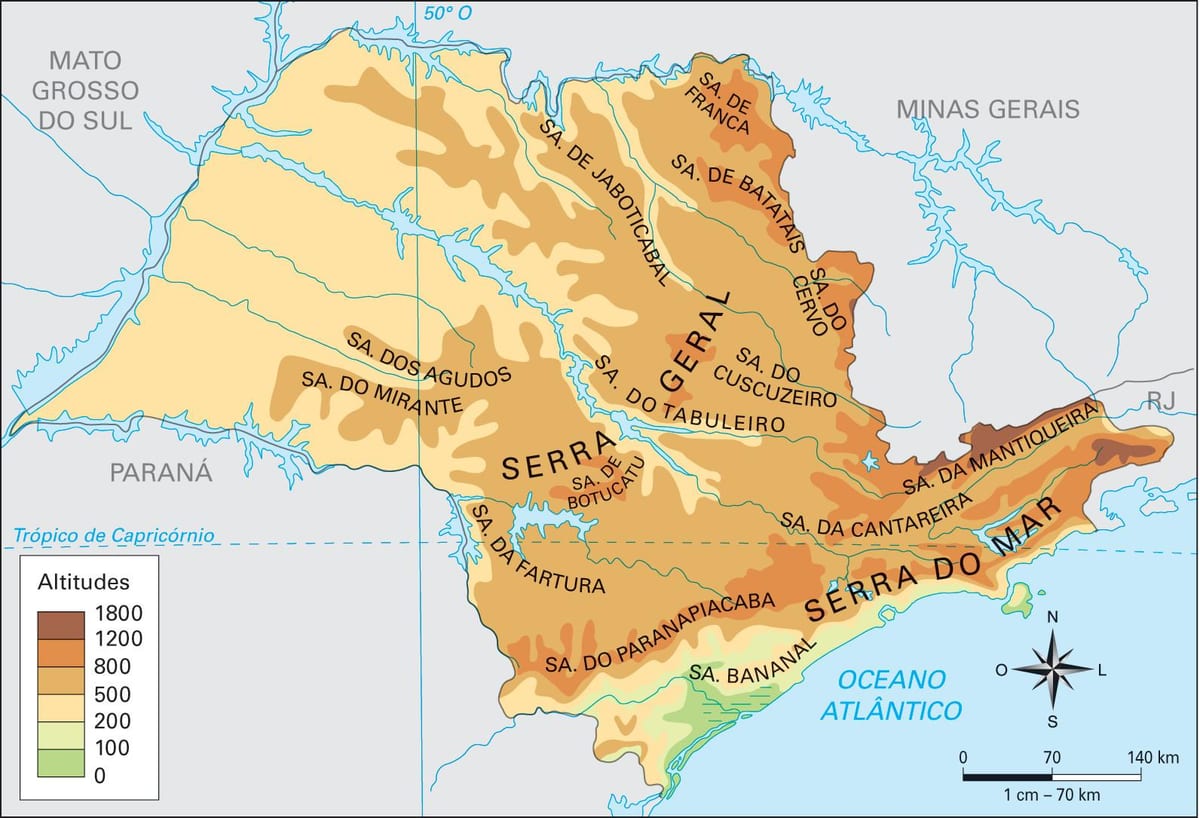 Mapa de altitud São Paulo