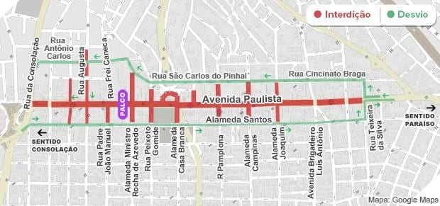 Mapa de la avenida Paulista de São Paulo