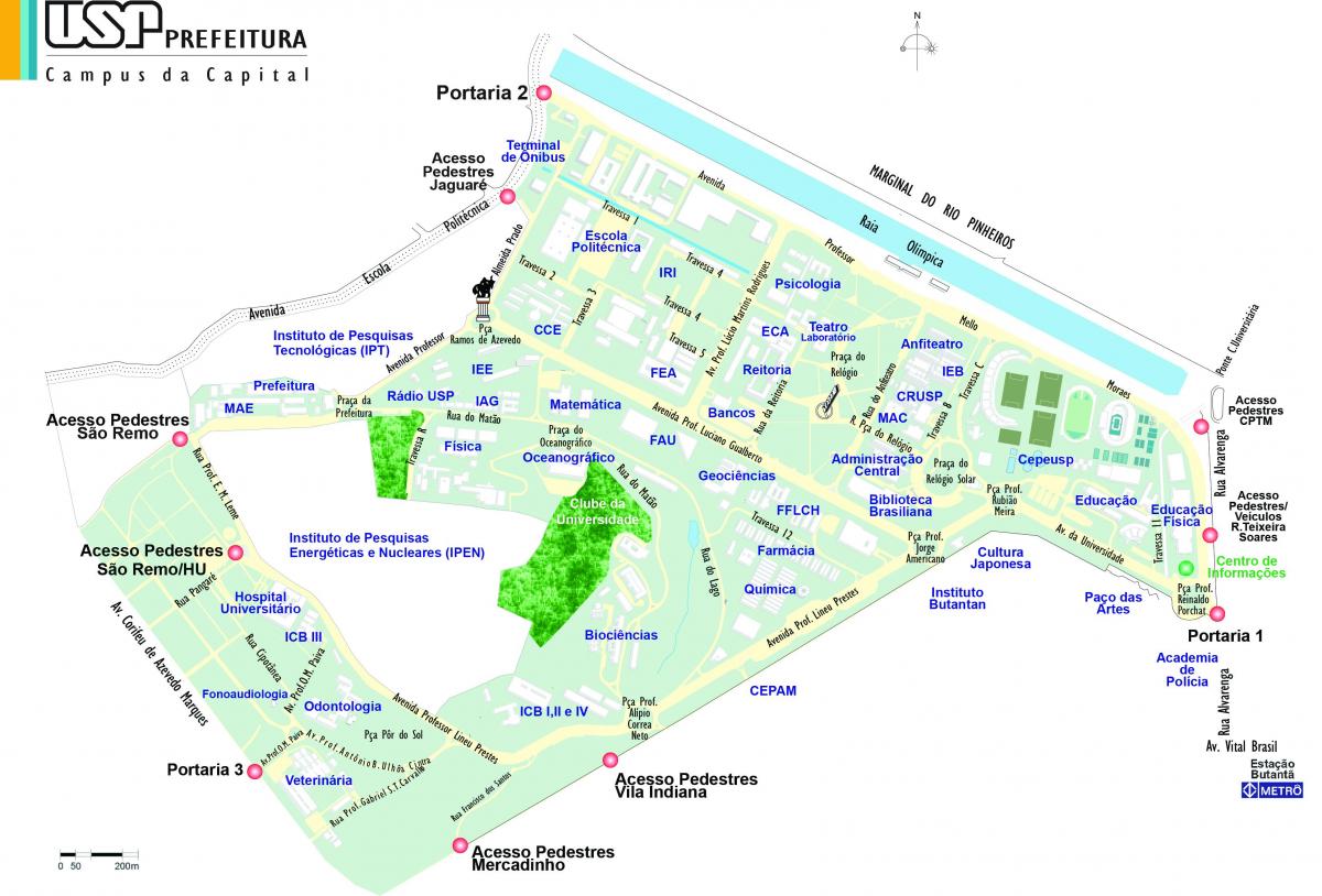 Mapa de la universidad de São Paulo - USP