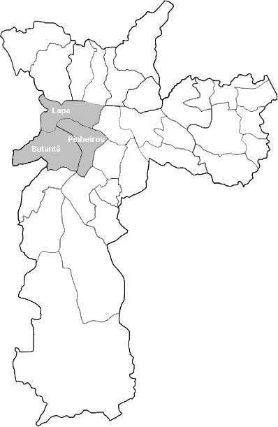Mapa de la zona Oeste de São Paulo