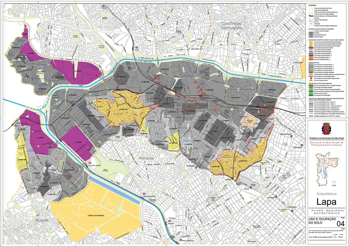 Mapa de la Lapa de São Paulo - la Ocupación de la tierra