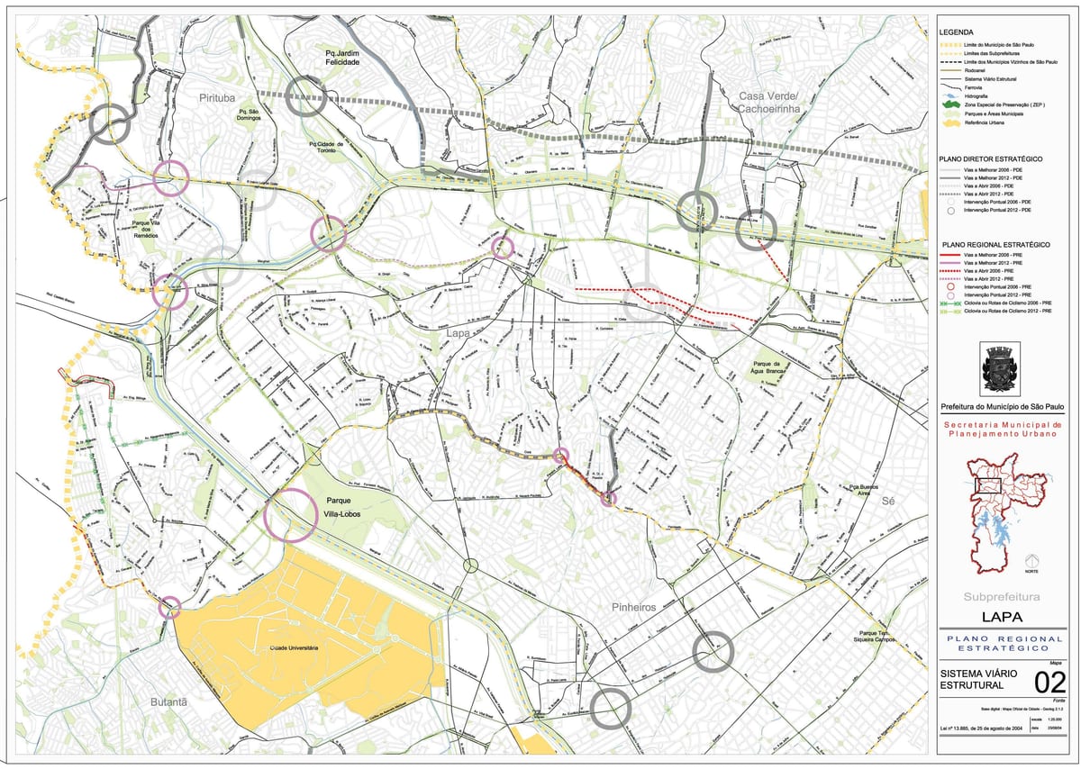 Mapa de la Lapa de São Paulo - Carreteras