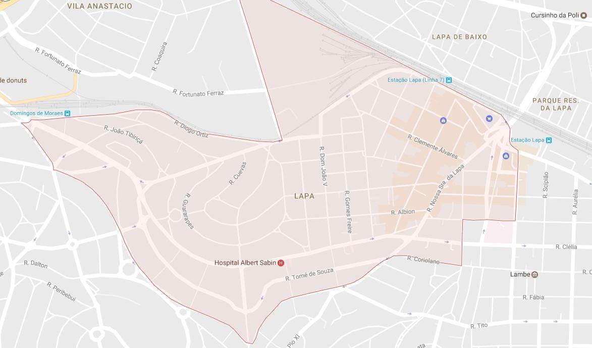 Mapa de la Lapa de São Paulo