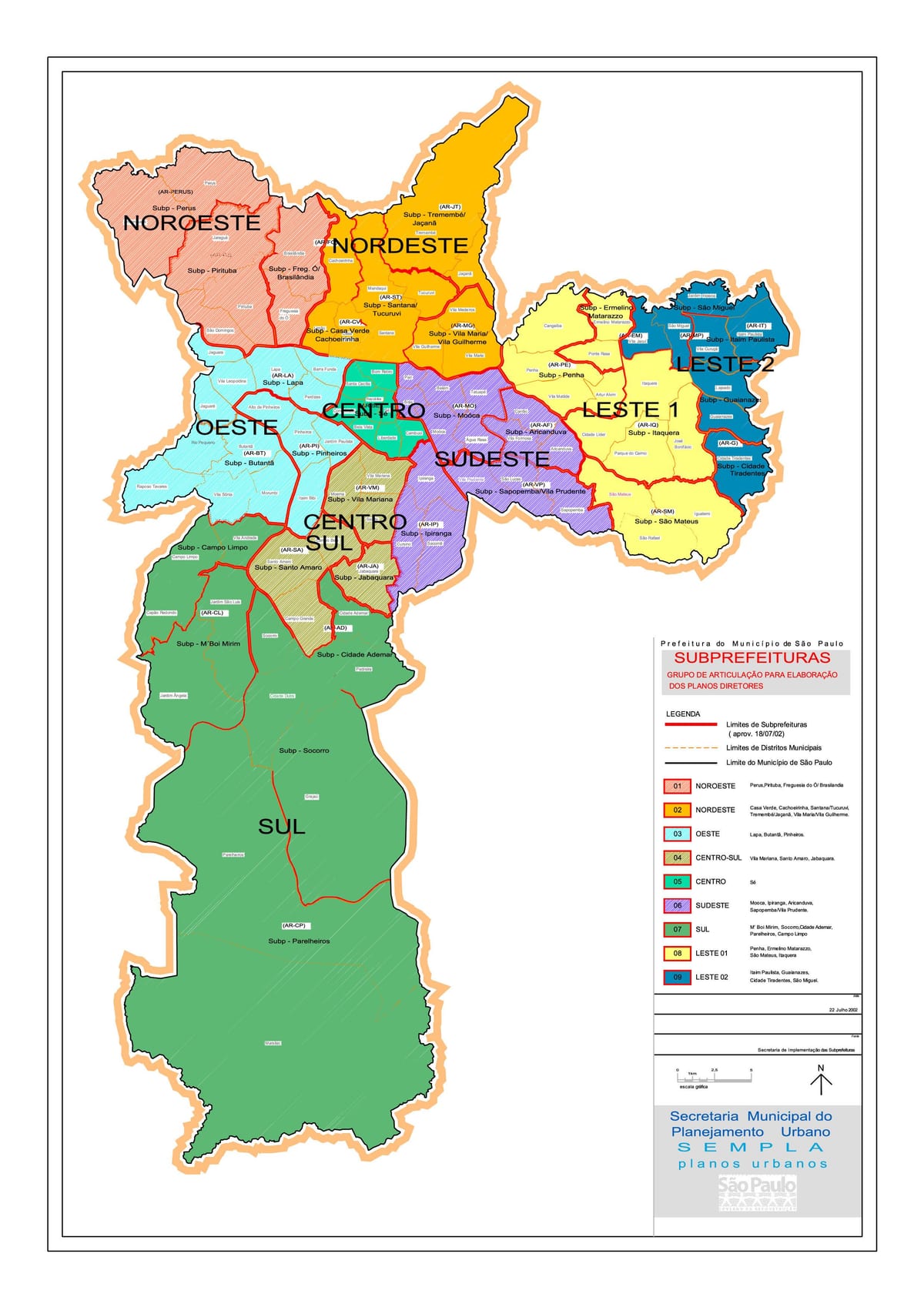 Mapa de las regiones de São Paulo