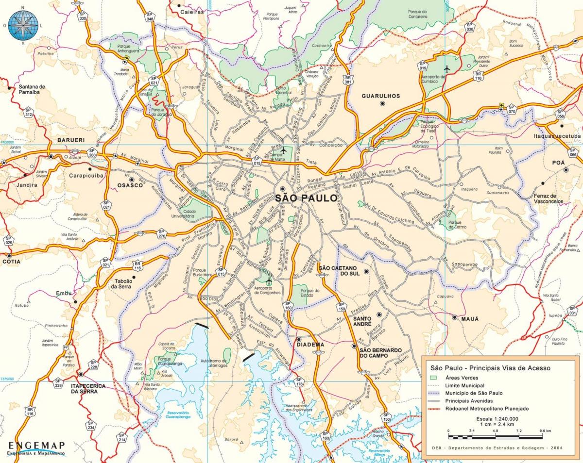 Mapa de carreteras de acceso São Paulo