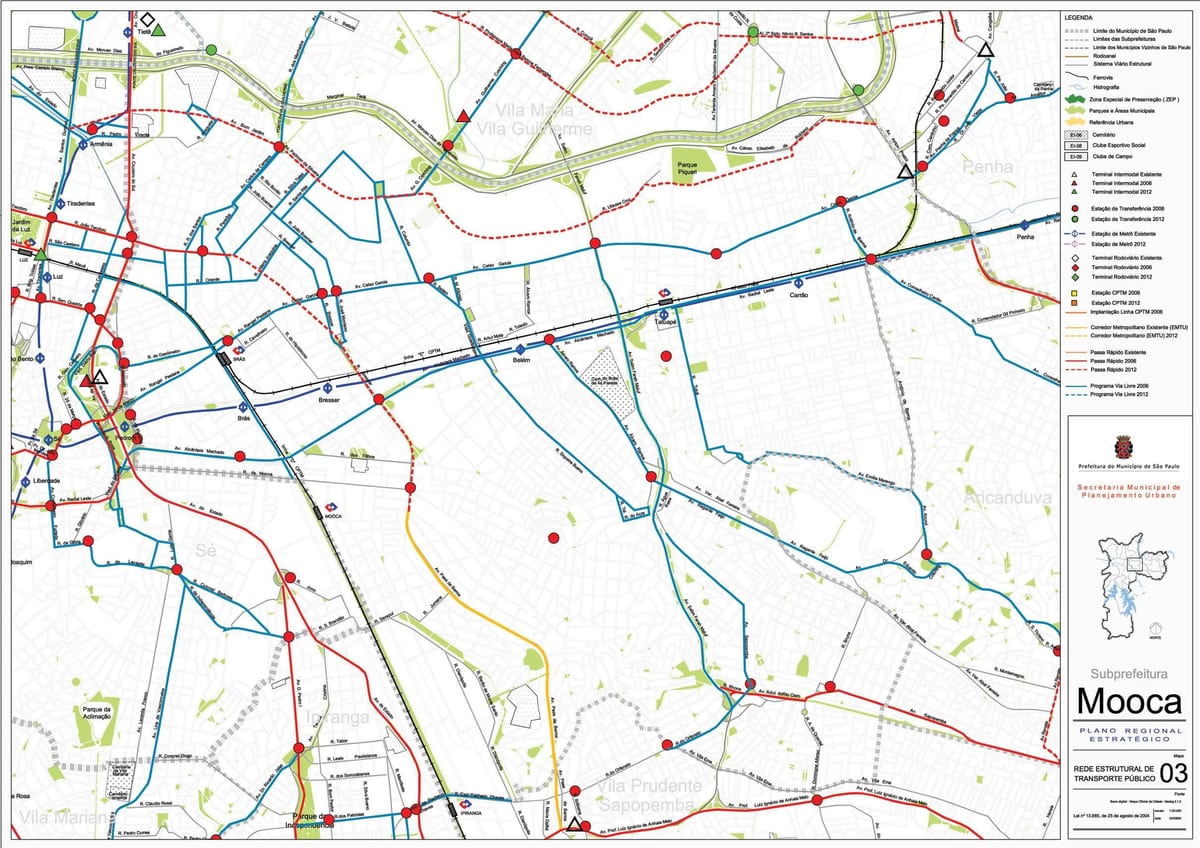 Mapa de Mooca São Paulo - el transporte Público