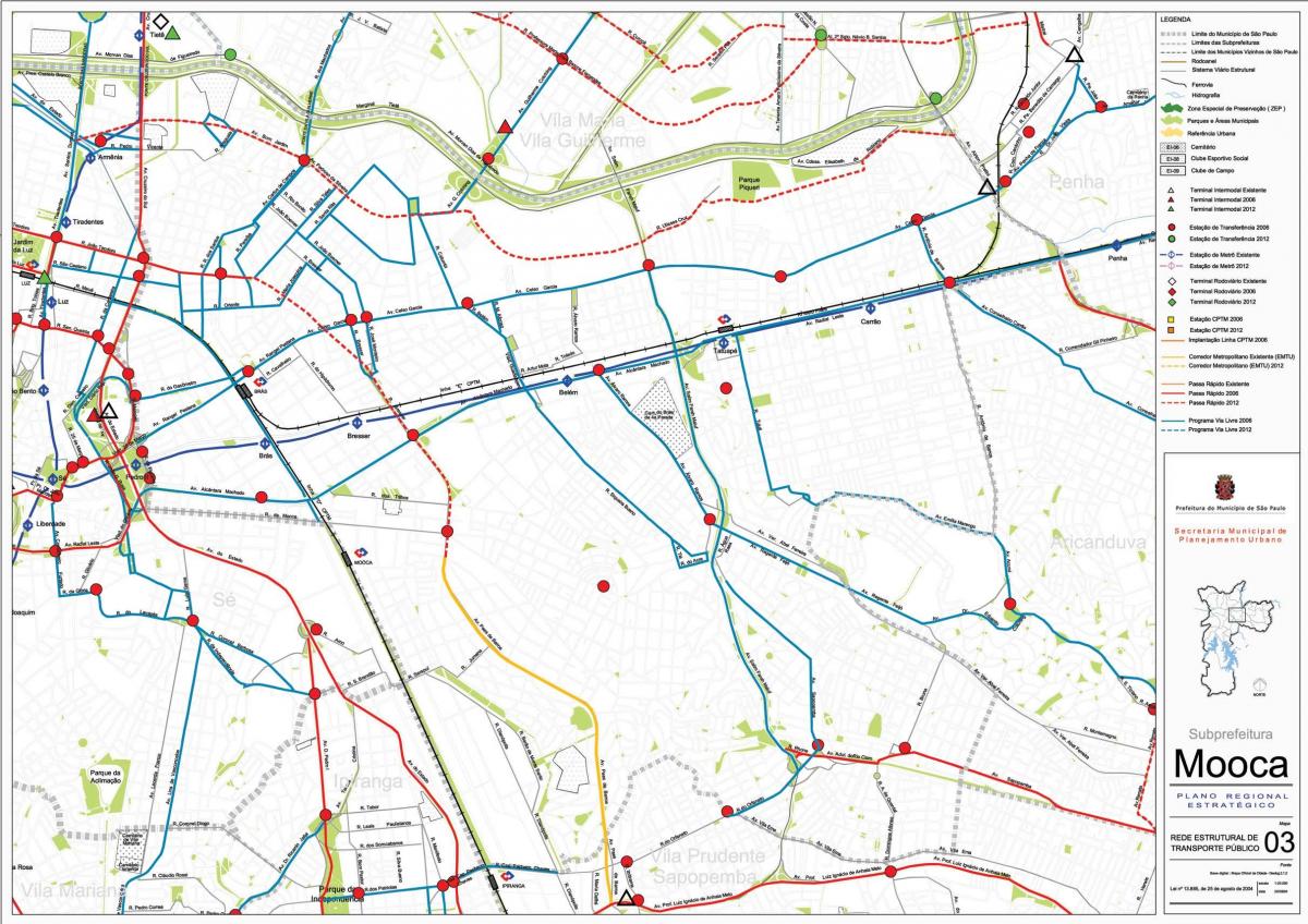 Mapa de Mooca São Paulo - el transporte Público