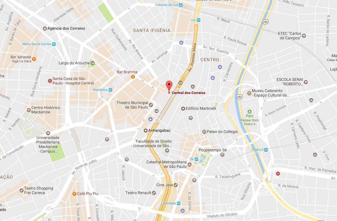 Mapa de Palácio dos Correios de São Paulo