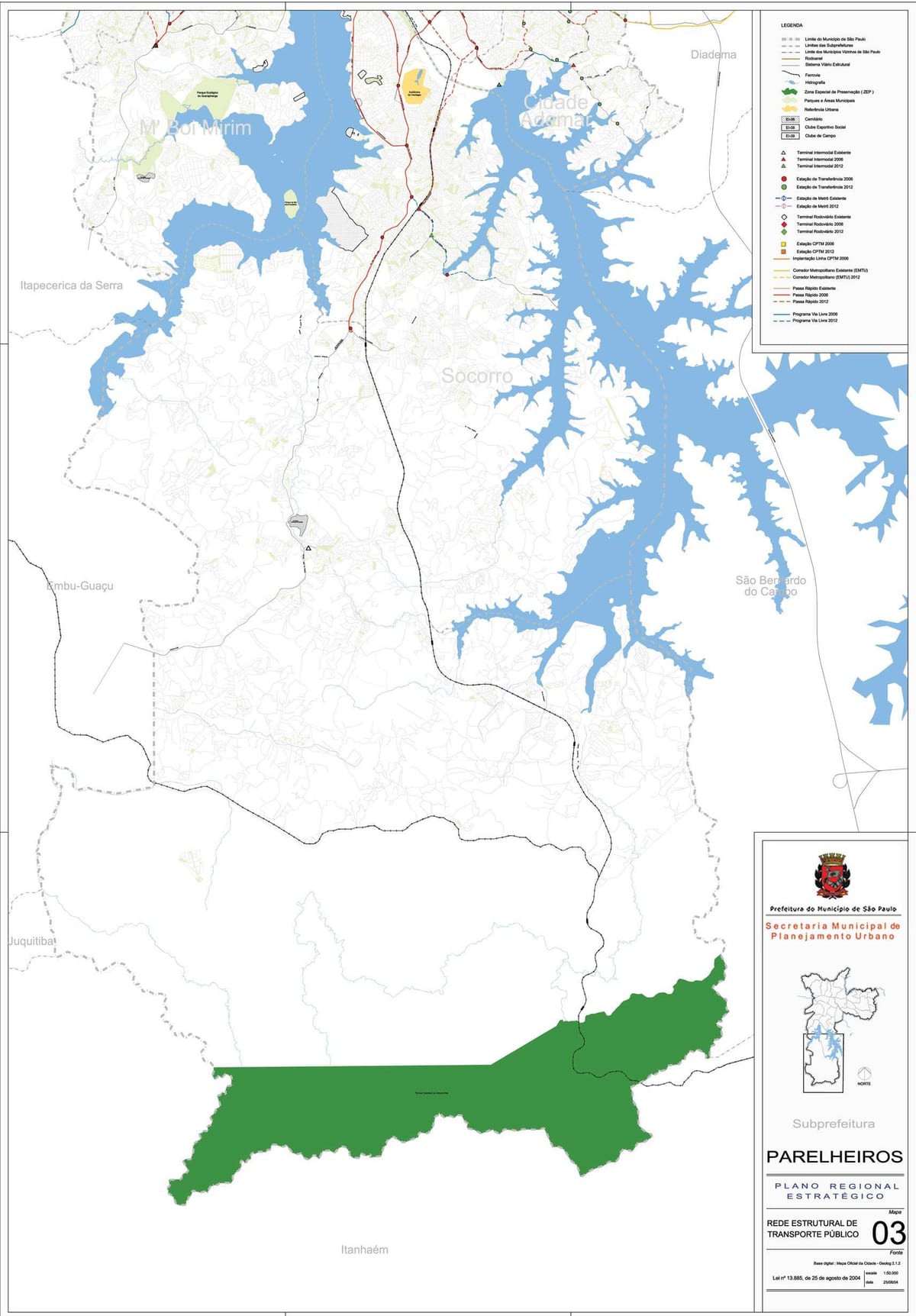 Mapa de Parelheiros São Paulo - el transporte Público