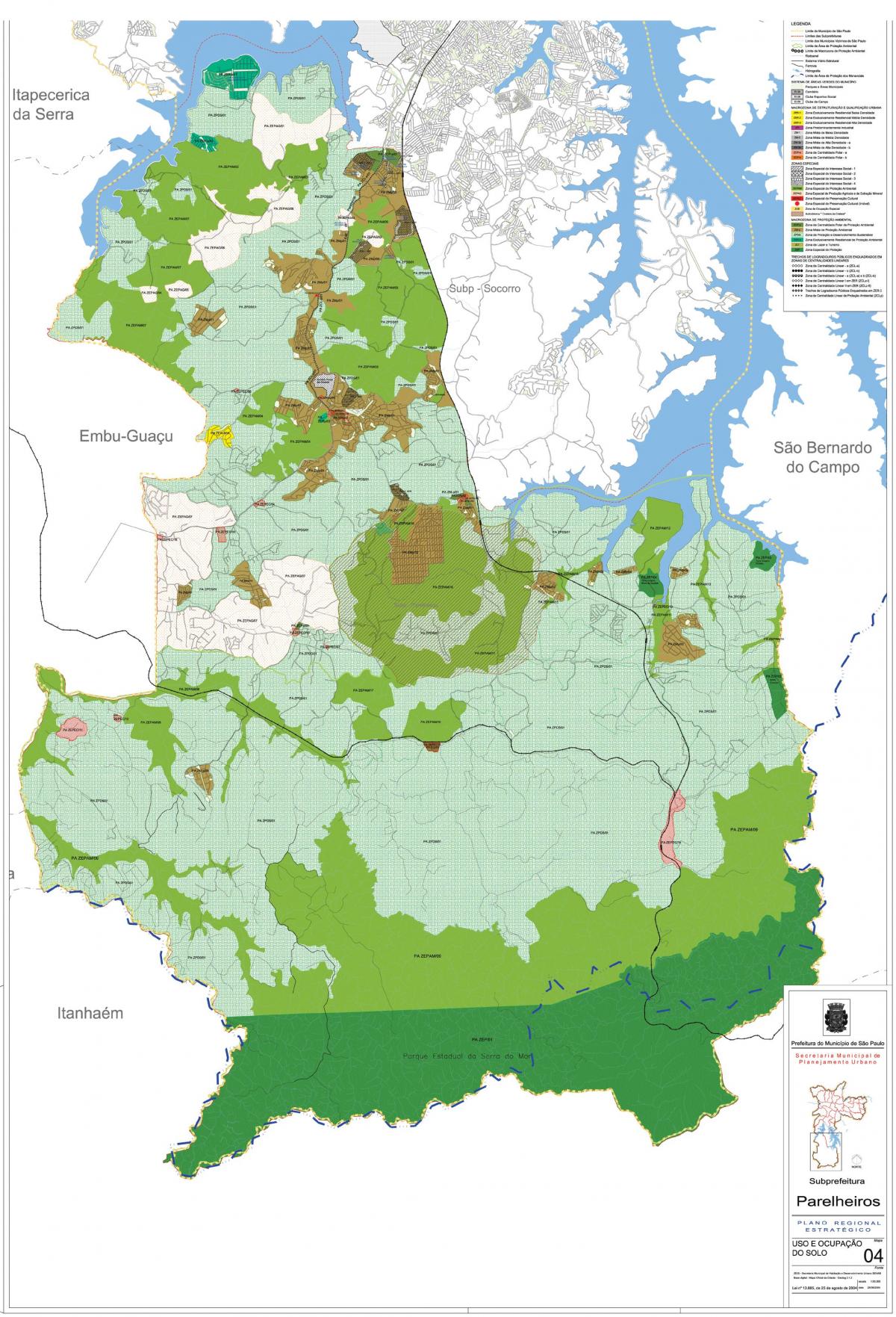 Mapa de Parelheiros São Paulo - la Ocupación de la tierra