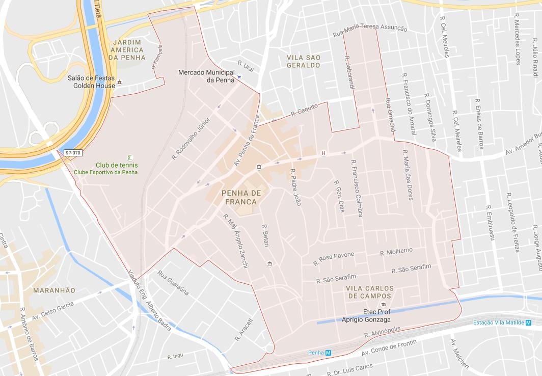Mapa de la Penha de São Paulo