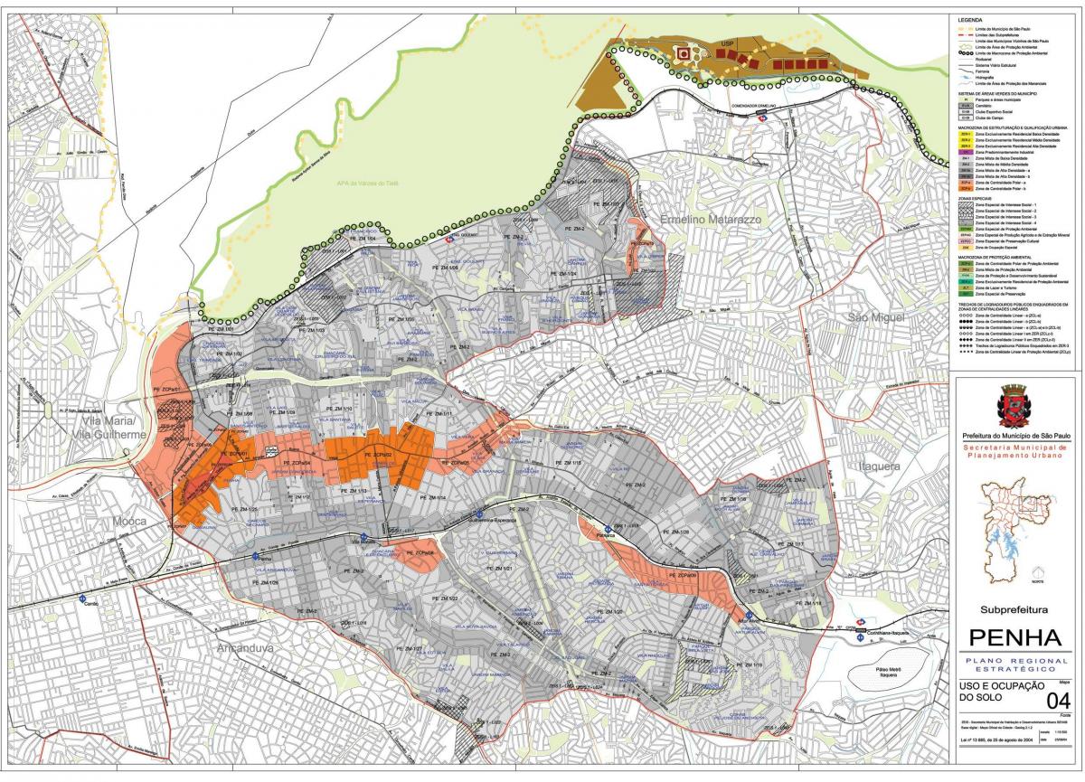 Mapa de la Penha de São Paulo - la Ocupación de la tierra