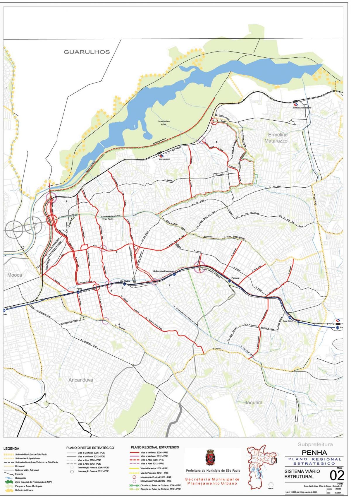 Mapa de la Penha de São Paulo - Carreteras