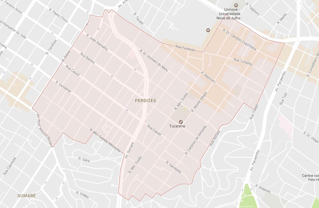 Mapa de Perdizes São Paulo