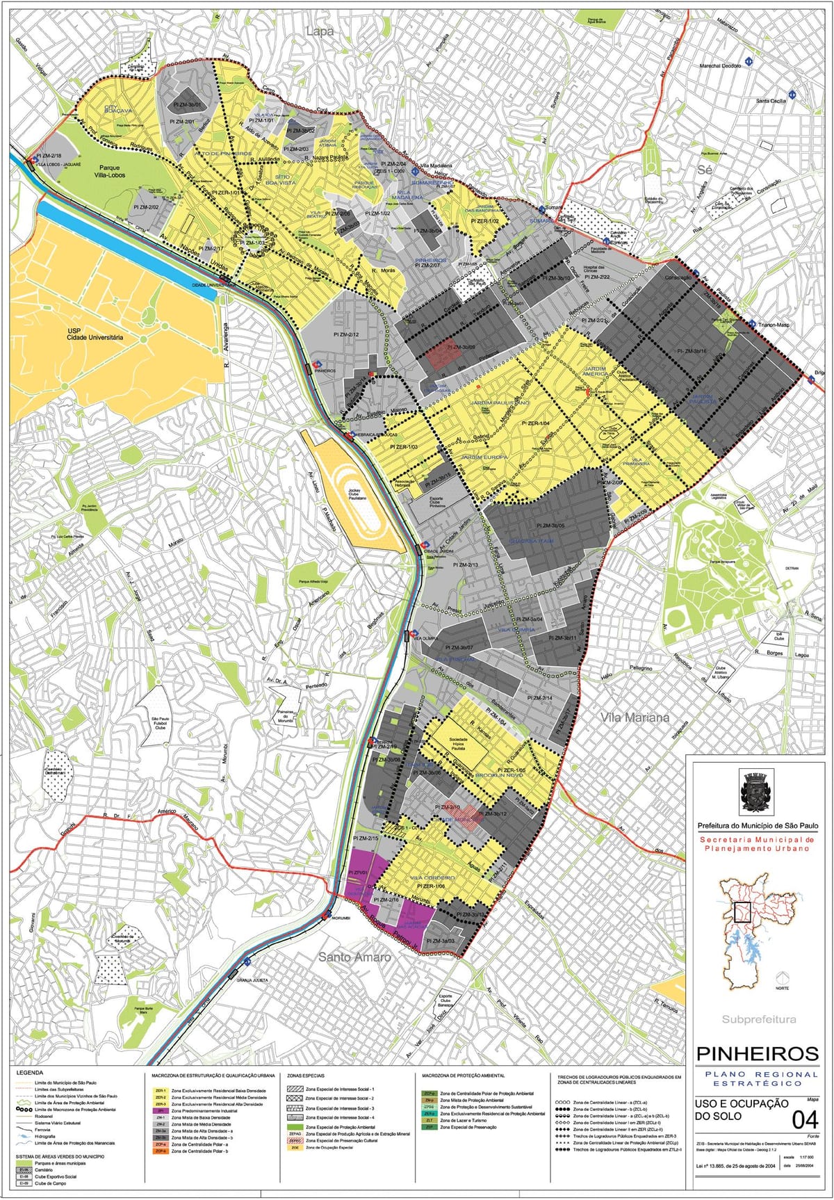 Mapa de Pinheiros Sao Paulo - la Ocupación de la tierra