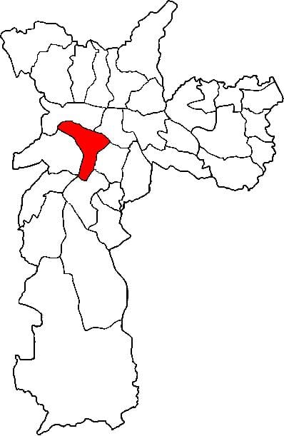 Mapa de Pinheiros sub-prefectura de São Paulo