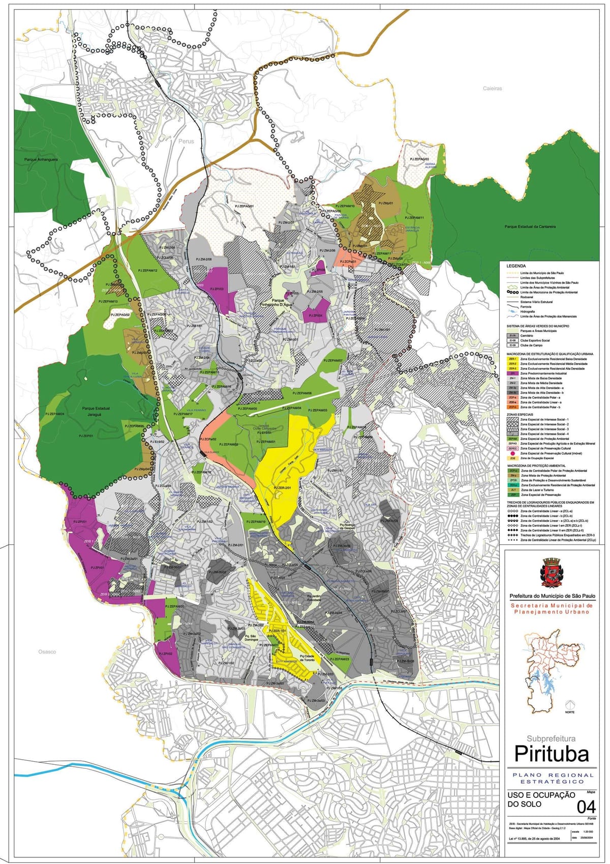 Mapa de Pirituba-Jaraguá São Paulo - la Ocupación de la tierra