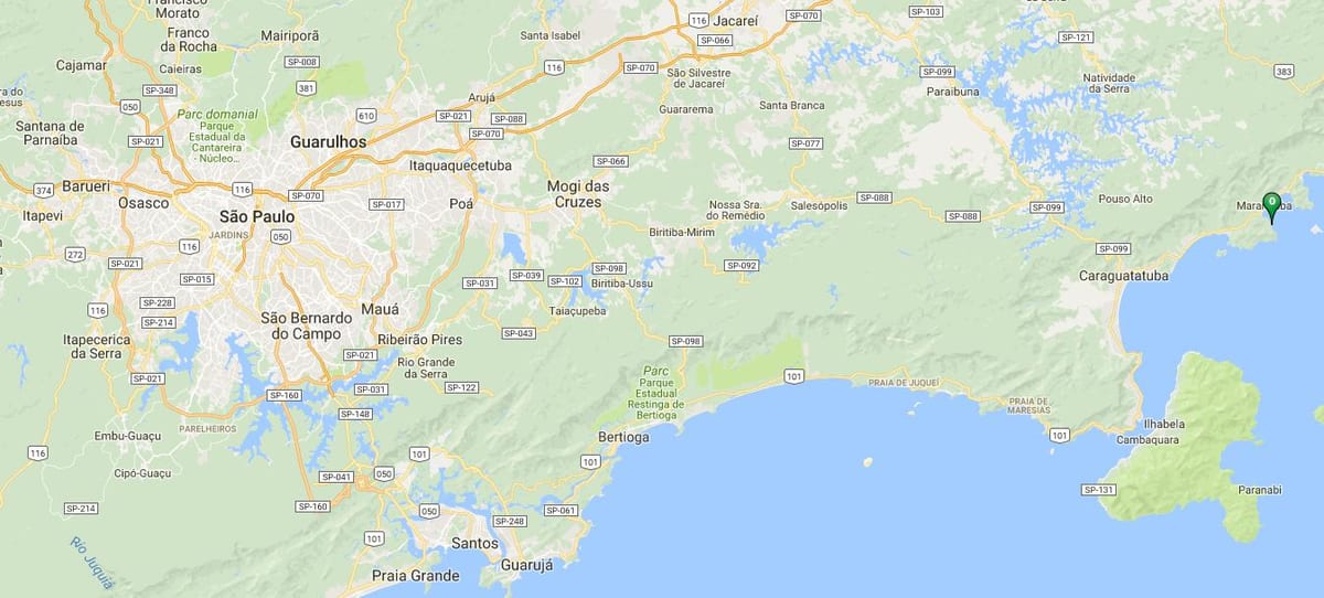 Mapa de la playa de Caçandoca