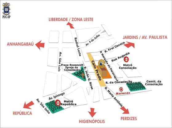 Mapa de la Pontificia Universidad Católica de São Paulo