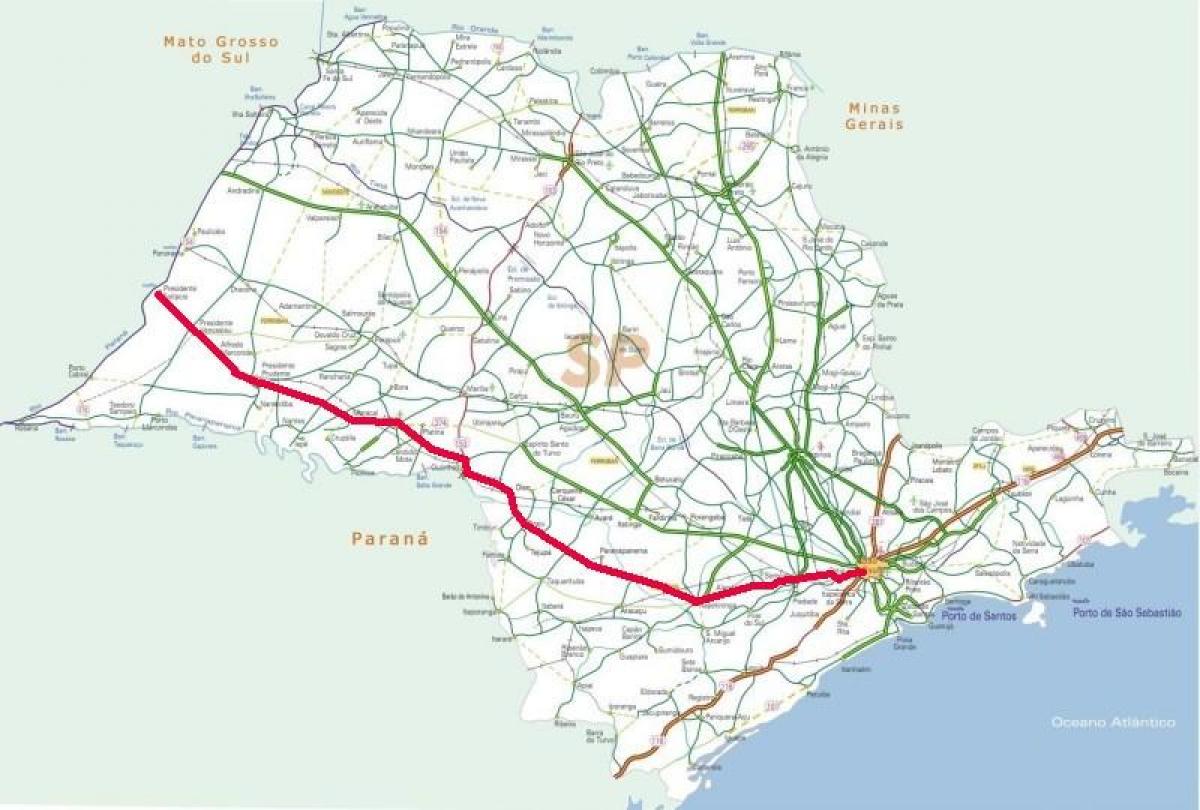 Mapa de la autopista Raposo Tavares - SP 270