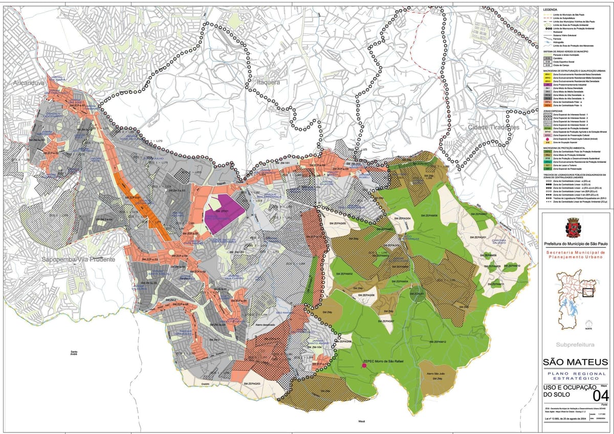 Mapa de São Mateus São Paulo - la Ocupación de la tierra