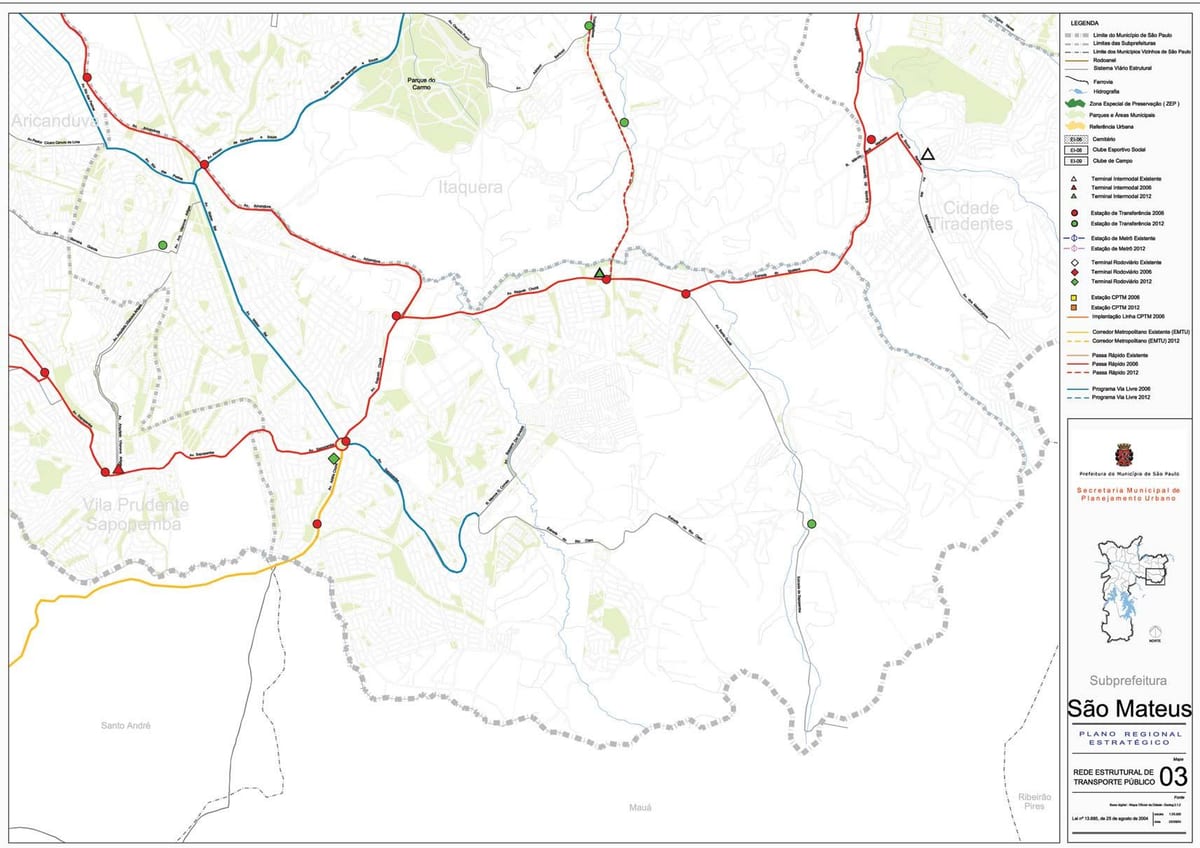 Mapa de São Mateus São Paulo - el transporte Público