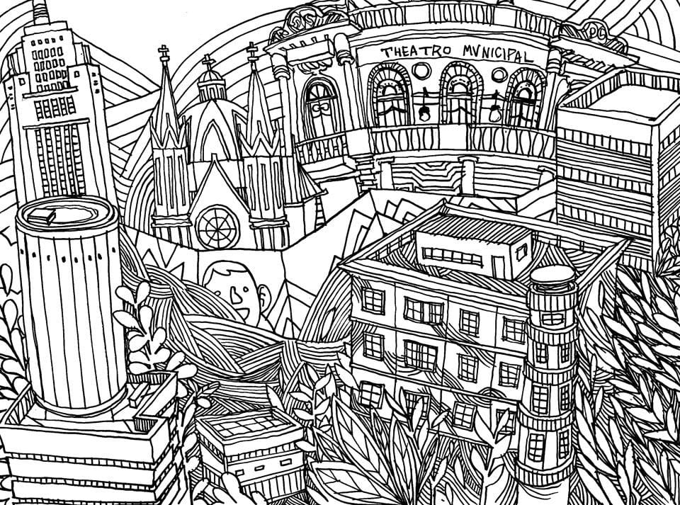 Mapa de São Paulo para colorear - Downtown