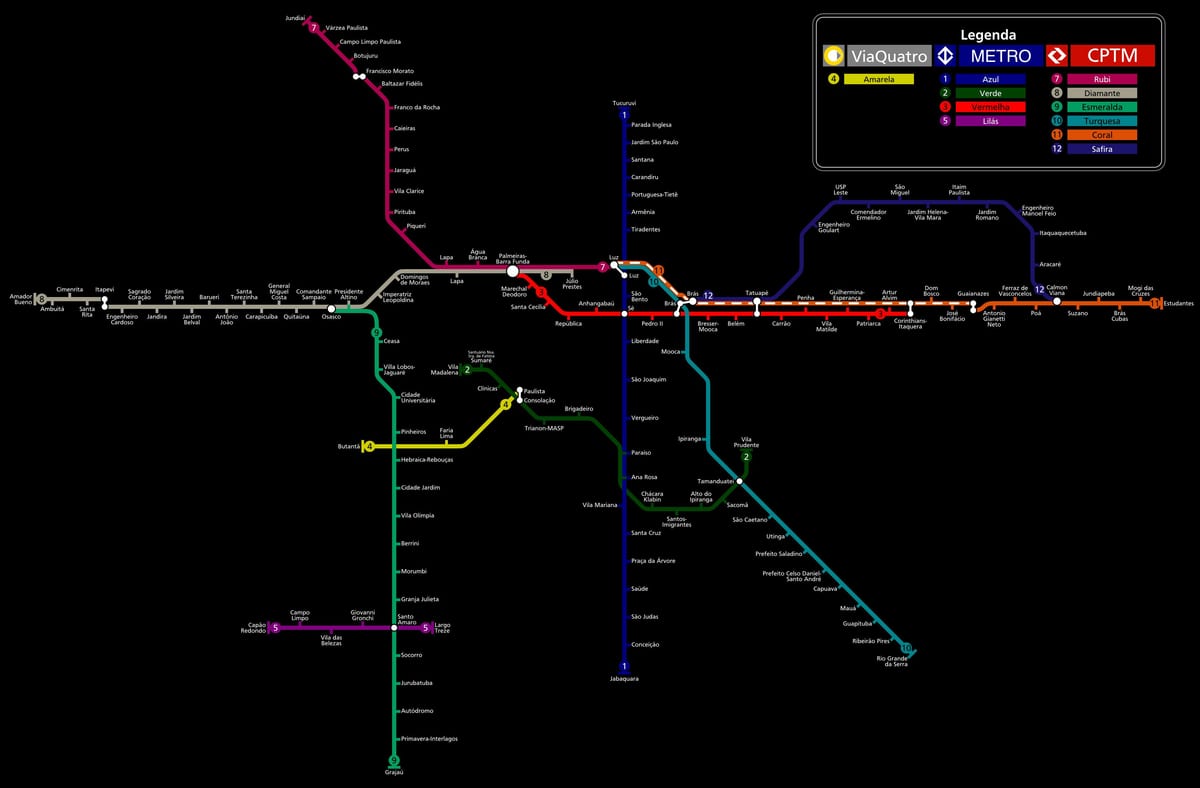 Mapa de São Paulo CPTM metro