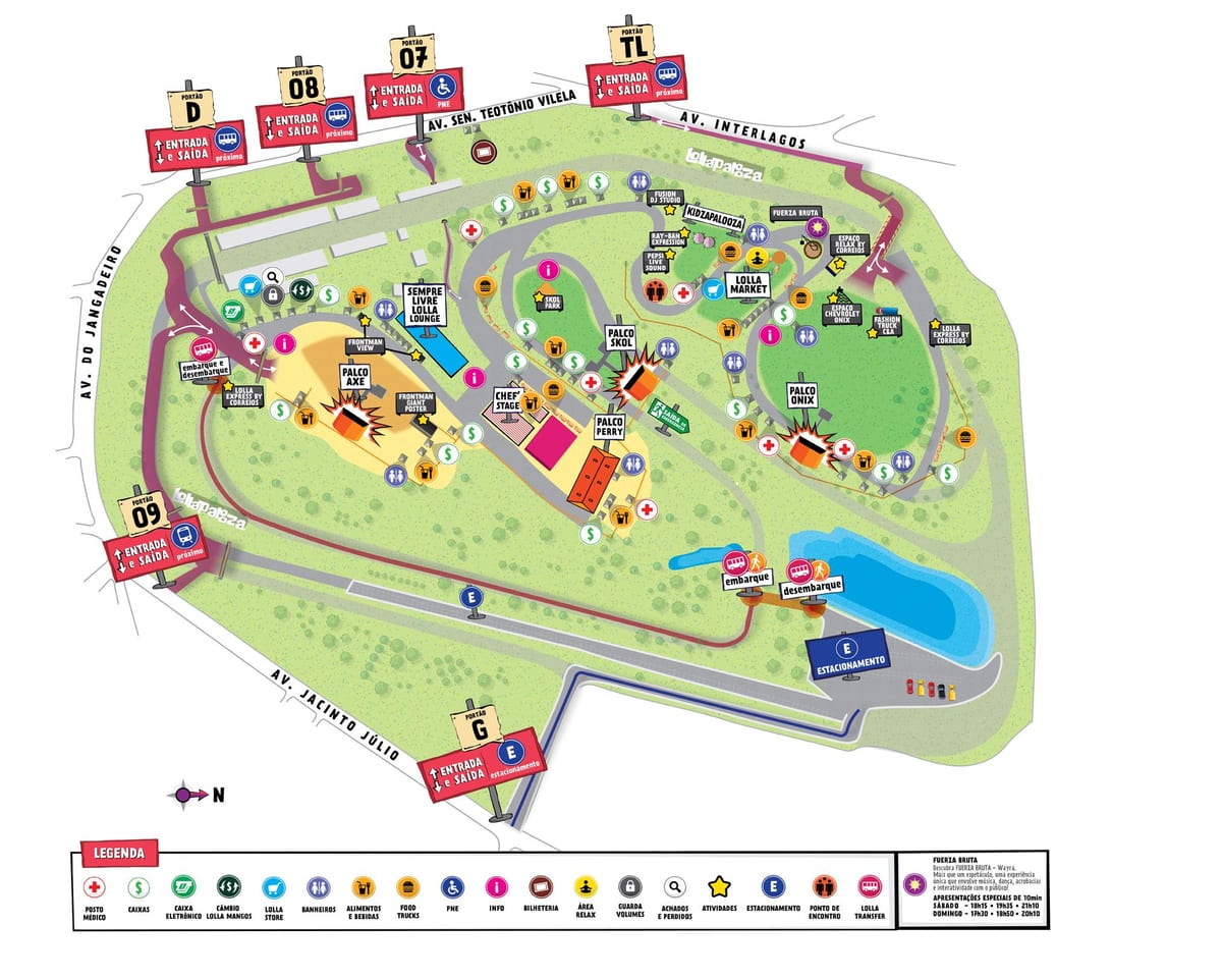 Mapa de São Paulo lollapalooza