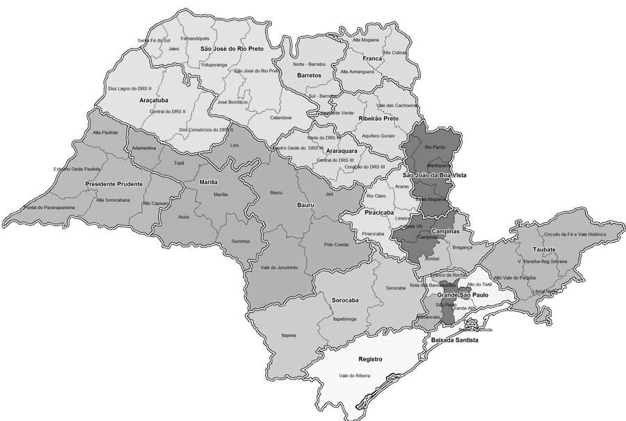 Mapa de São Paulo en blanco y negro