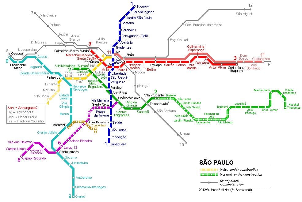 Mapa de São Paulo monorriel