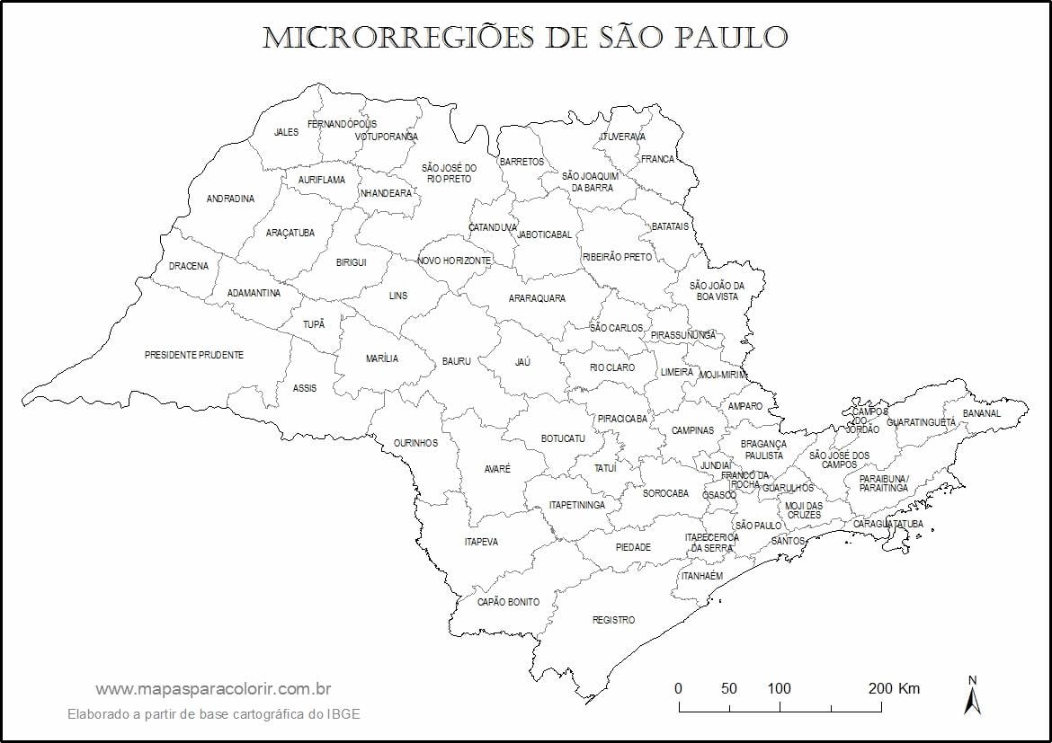 Mapa de São Paulo virgen - micro-regiones