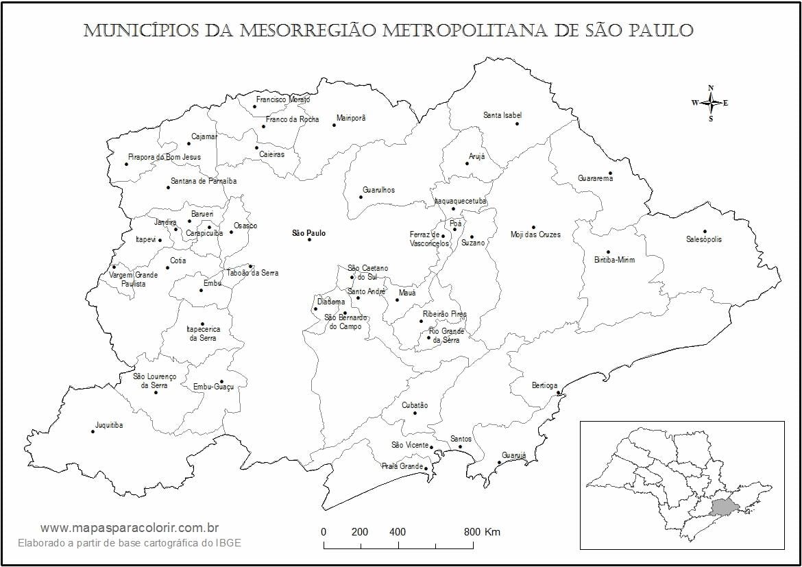 Mapa de São Paulo virgen