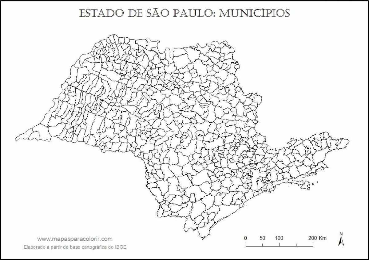Mapa de São Paulo virgen - municipios