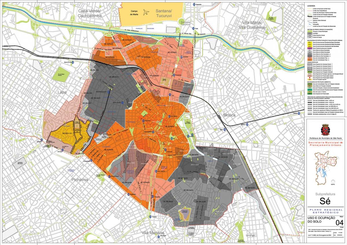 Mapa de Sé São Paulo - la Ocupación de la tierra