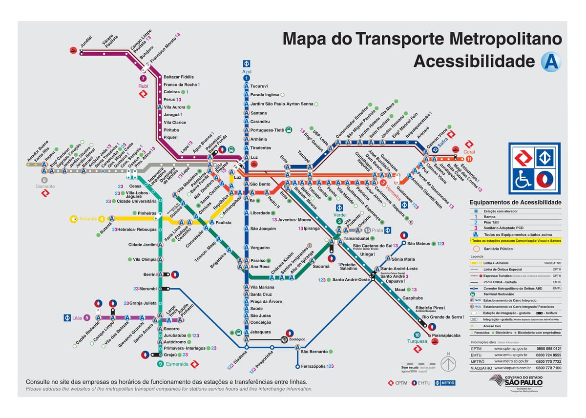 Mapa de transporte de Sao Paulo - Acceso minusválidos