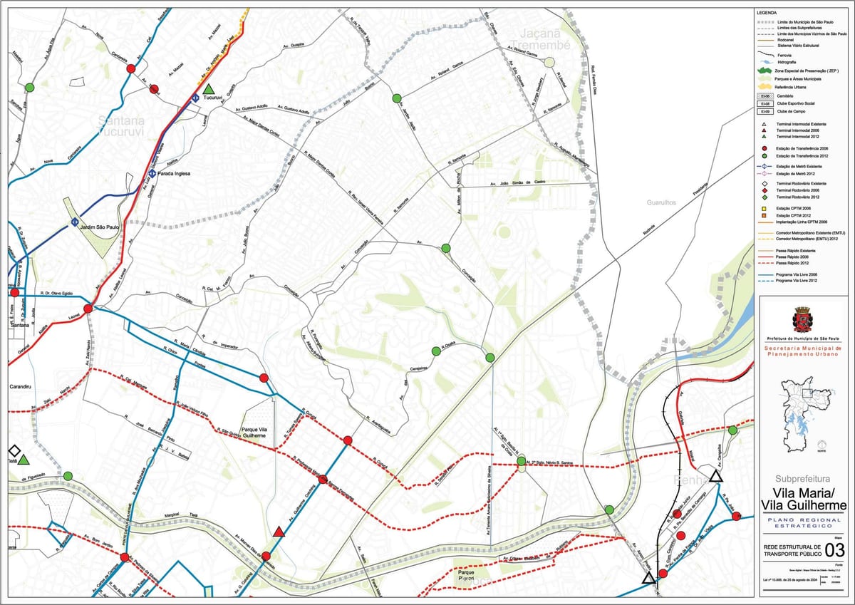 Mapa de Vila Maria São Paulo - el transporte Público