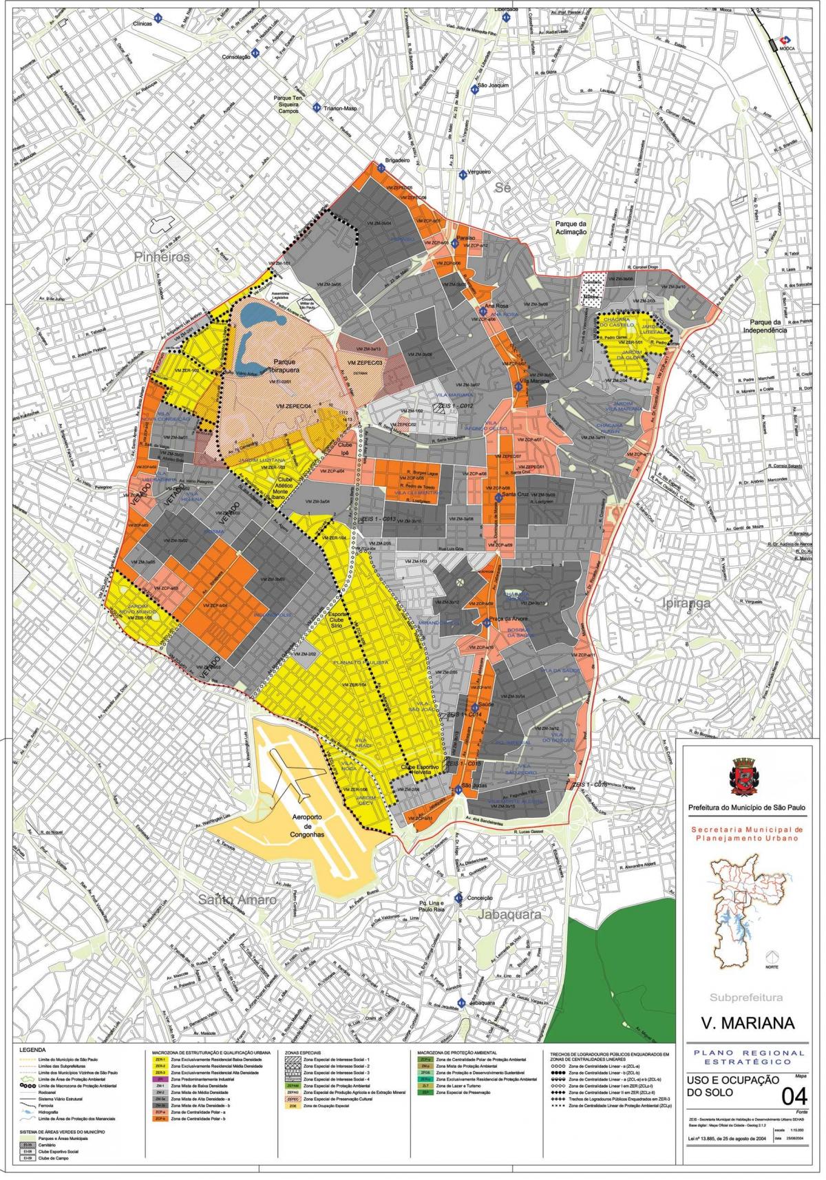 Mapa de Vila Mariana de São Paulo - la Ocupación de la tierra