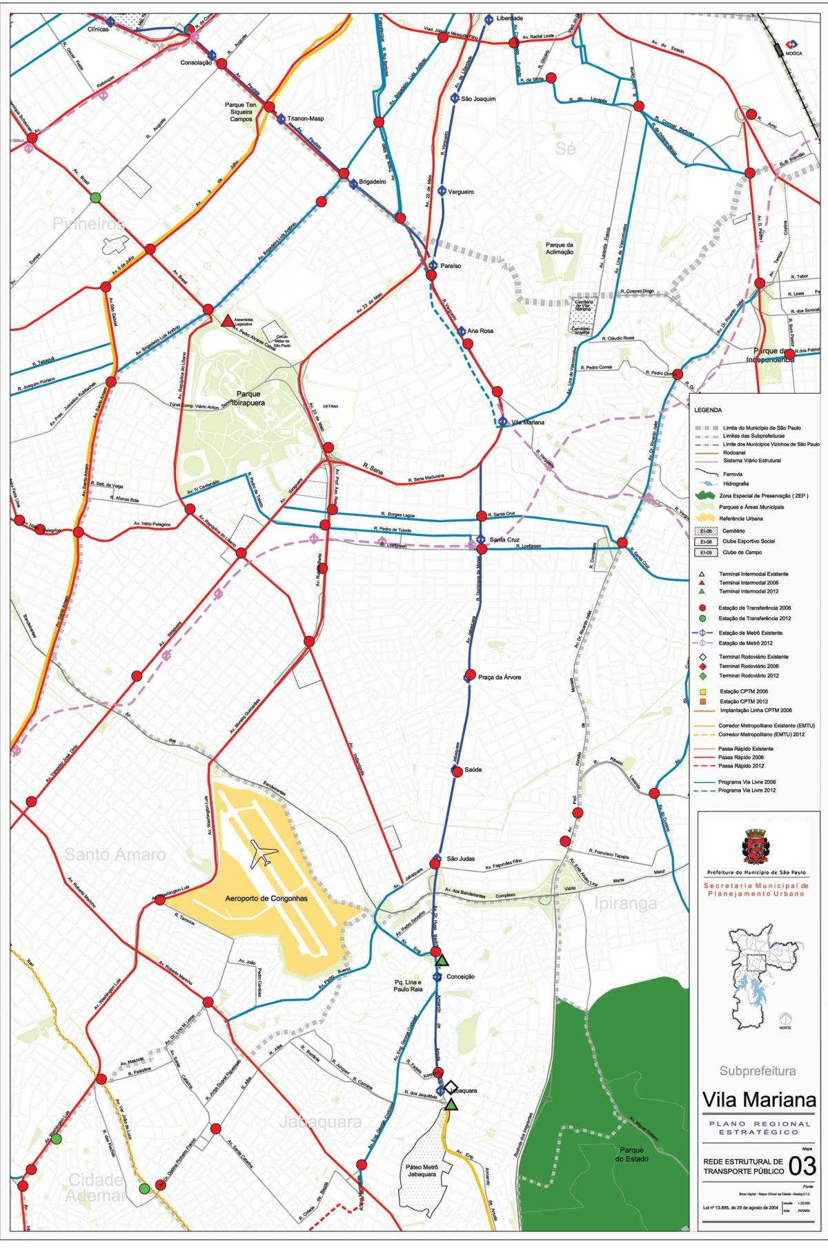 Mapa de Vila Mariana de São Paulo - el transporte Público