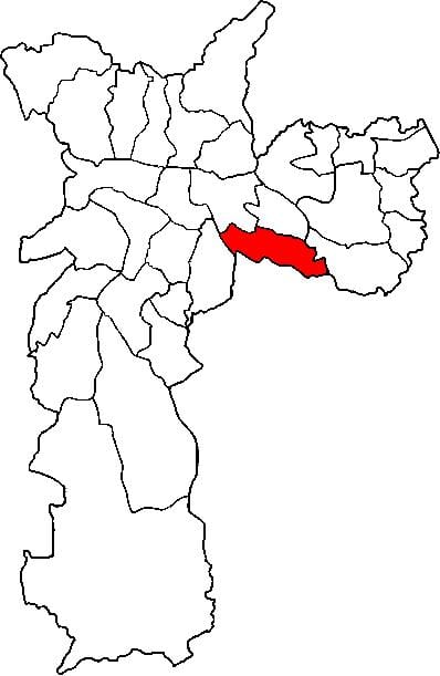 Mapa de Vila Prudente sub-prefectura de São Paulo