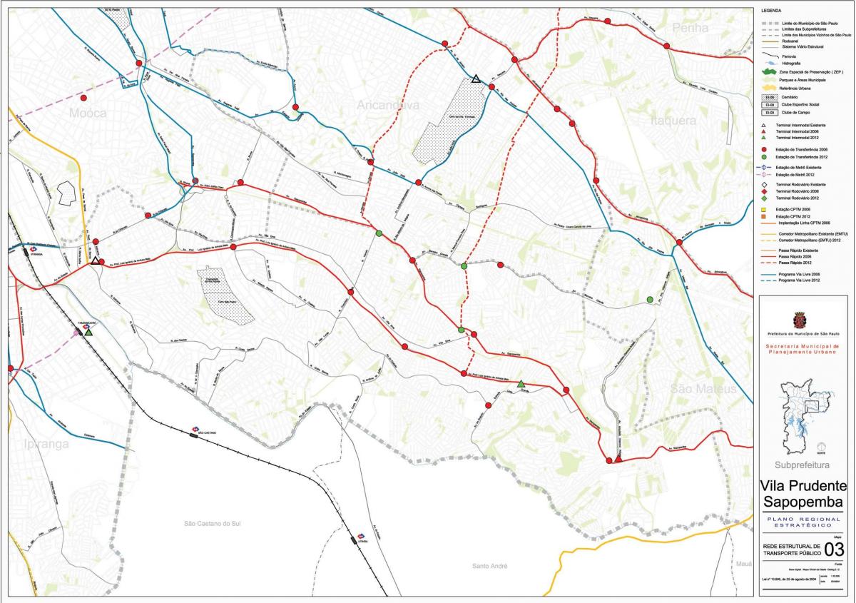 Mapa de Vila Prudente São Paulo - el transporte Público