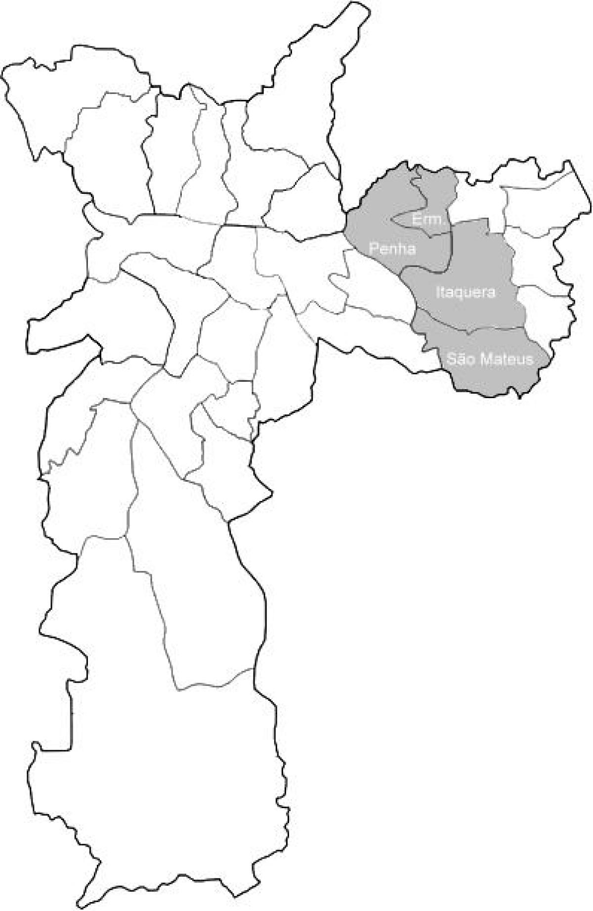 Mapa de la zona Leste 1 de São Paulo