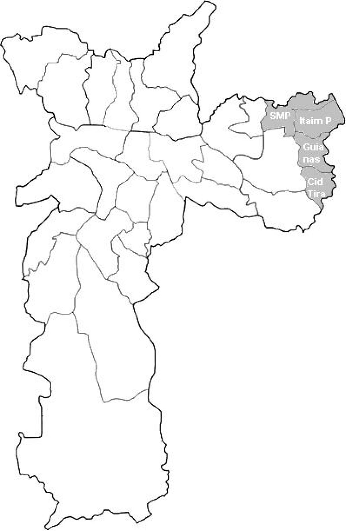 Mapa de la zona Leste 2 de São Paulo