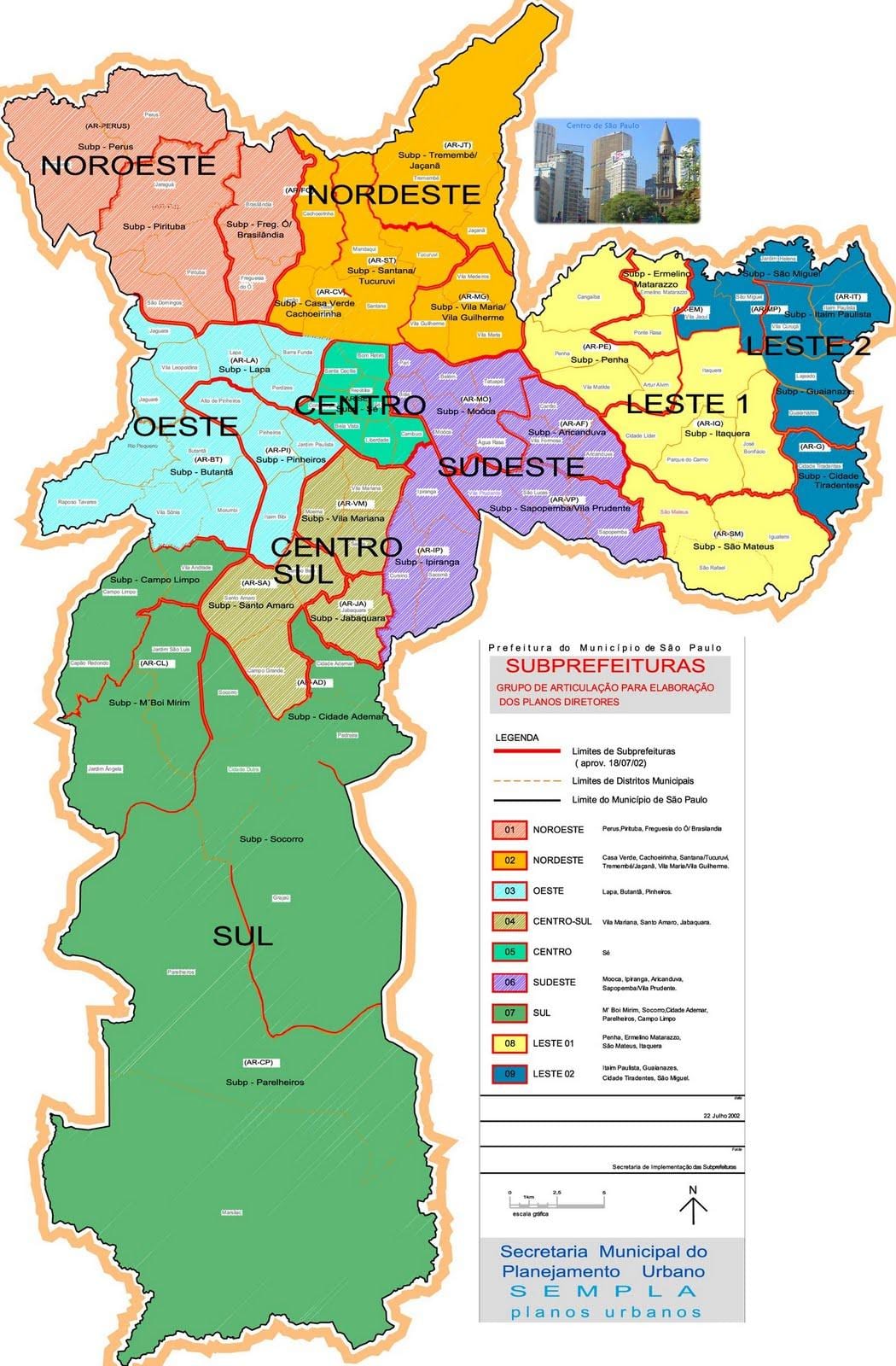 Mapa de zonas de São Paulo