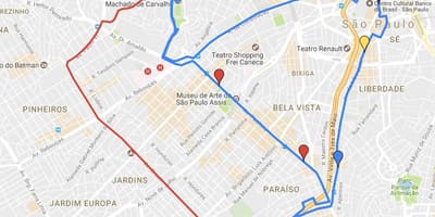 Mapa de la circular turismo de São Paulo - Líneas