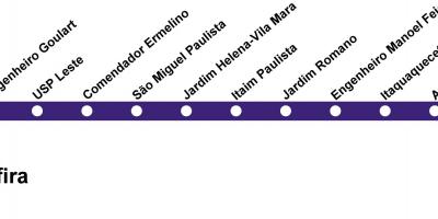 Mapa de CPTM São Paulo - Línea 12 - Zafiro