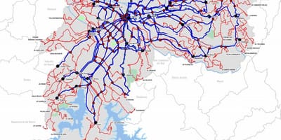 Mapa de las terminales de autobuses del Estado de São Paulo