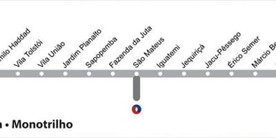 Mapa del metro de São Paulo - Línea 15 - Plata