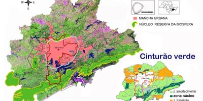 Mapa de la reserva de biosfera del cinturón verde de São Paulo