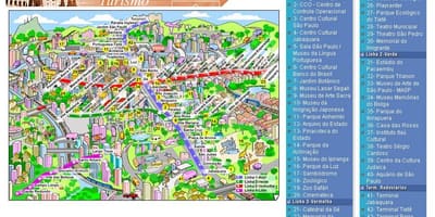 Mapa de São Paulo lugares de interés